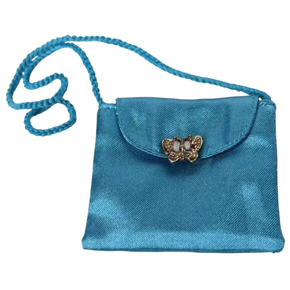American Girl Doll Purse Butterfly Brocade Outfit Accessory Blue Satin Crossbody - Picture 5 of 5